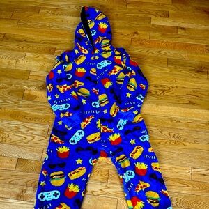Children's Place Boys' Long Sleeve Fleece Zip Up One Piece PJ Gaming - size 7/8